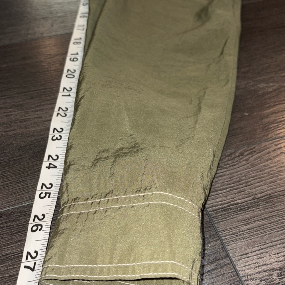 Zara Modal Long Sleeve Belted Jumpsuit w/Contrast Stitch Size Small Olive Green - Picture 12 of 16